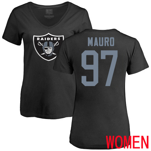 Oakland Raiders Black Women Josh Mauro Name and Number Logo NFL Football #97 T Shirt